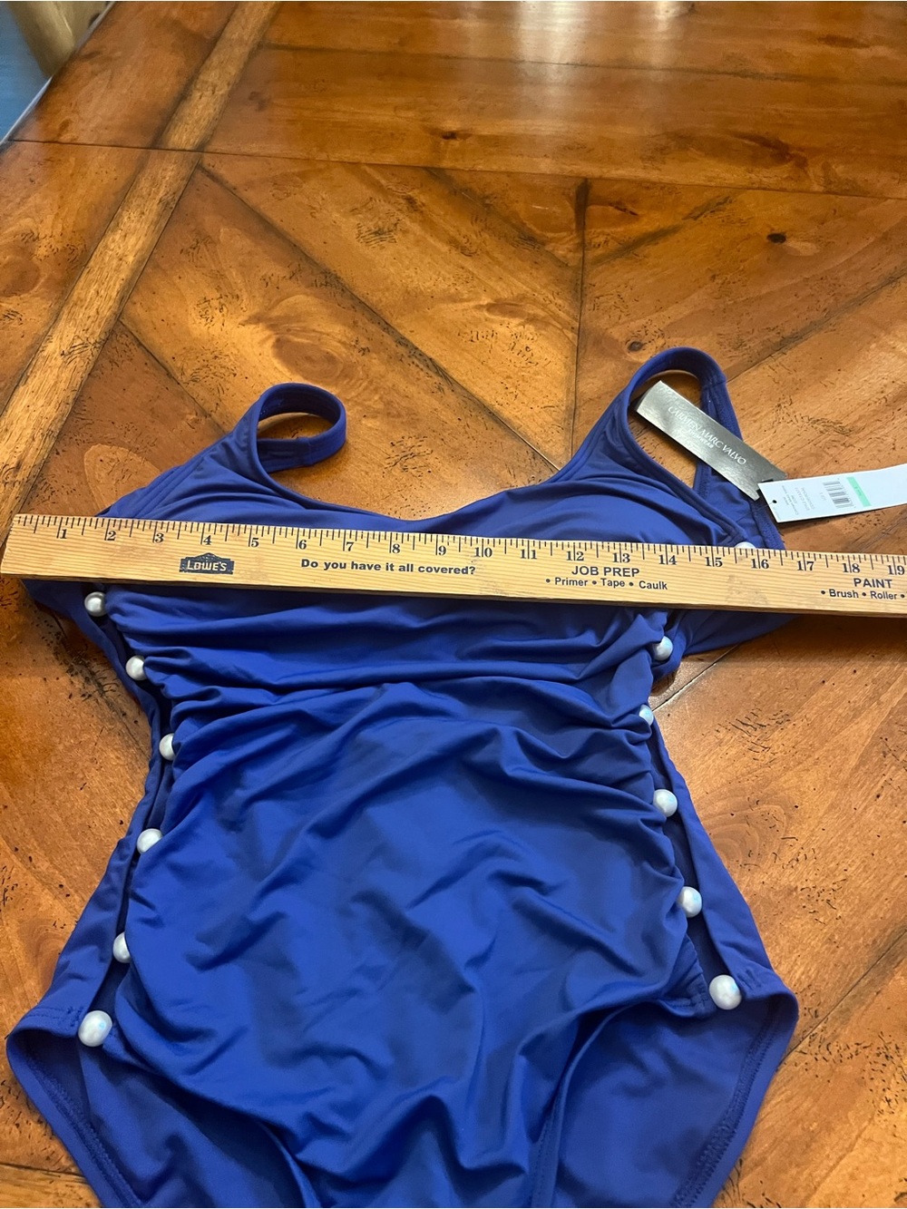 Women’s One-Piece Swimsuit - Royal Blue with White Accent Carmen-Mark Valvo - Picture 3 of 10